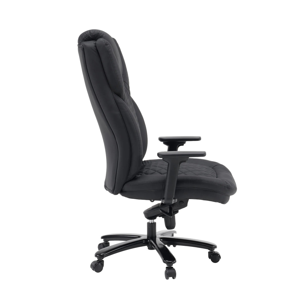 Drehstuhl XXL Pullmann Gen2 aus schwarzem Kunstleder mit Steppung und verstellbaren Armlehnen von hjh OFFICE