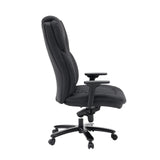 Drehstuhl XXL Pullmann Gen2 aus schwarzem Kunstleder mit Steppung und verstellbaren Armlehnen von hjh OFFICE