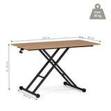 Maßzeichnung des Tisches Worktime Lift mit einer Plattenfläche von 120 × 60 cm und 30 kg Traglast von hjh OFFICE