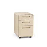 Beiger Rollcontainer COLOR PLUS I aus Metall mit drei Schubladen und vier Rollen von hjh OFFICE – 360-Grad-Ansicht (Frontansicht 15°)