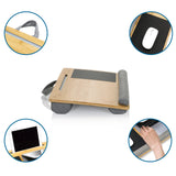 Laptopunterlage COMFILAP aus Bambus mit grauem Handgriff, Mauspad und Handgelenkauflage von hjh OFFICE