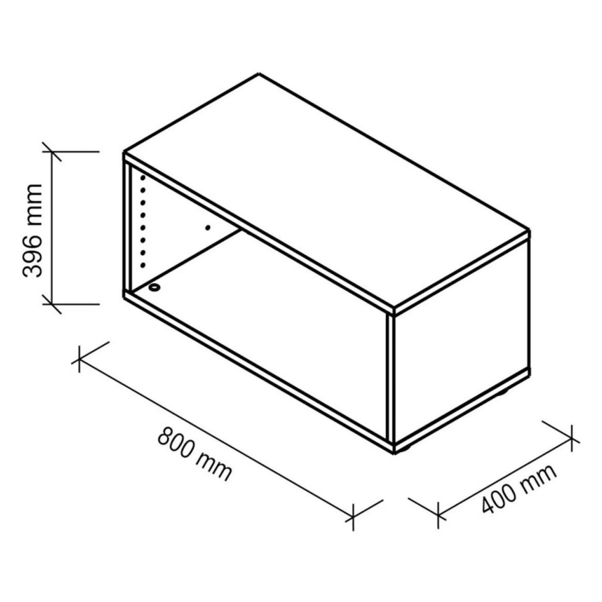 Technische Zeichnung des Korpus FlexWall mit 800 × 400 mm von hjh OFFICE PRO