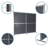 Graue Trennwände FLEXMIUT MODUL mit Aluminiumrahmen, T-Fuß und schallabsorbierender Füllung von hjh OFFICE