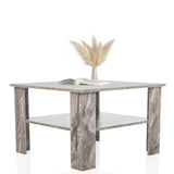 Grauer Couchtisch BISMO mit quadratischer Platte und einer Ablagefläche von hjh LIVING