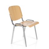 Vierfußstuhl XT 600 C H in Buche mit Gestell aus Chrom von hjh OFFICE – 360-Grad-Ansicht (schräge Frontansicht 60°)