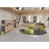 Einzelsessel FlexWall mit Korpus in Graphit und hellgrünem Polster von hjh OFFICE PRO