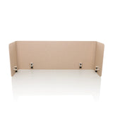 Beige Tischtrennwand FLEXMIUT U mit seitlichen Flügeln und vier Befestigungsklammern von hjh OFFICE – 360-Grad-Ansicht (Frontansicht 0°)