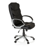 Schwarzer Homeoffice Chefsessel RELAX BY155 mit Armlehnen und Fußkreuz mit fünf Rollen von MyBuero – 360-Grad-Ansicht (schräge Frontansicht 60°)