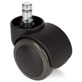 Schwarze Stuhlrolle 5x ROLO 11mm/50mm für Hartböden mit silbernem Metallstift von hjh OFFICE – 360-Grad-Ansicht (Frontansicht 0°)