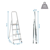 Maßzeichnung der Klappleiter SOLID II mit einer Höhe von 139 cm und einer Belastbarkeit von 150 kg von hjh OFFICE