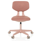Rosa Kinderdrehstuhl KID COLORE mit gepolsterten Flächen und Fußkreuz mit fünf Rollen von hjh OFFICE – 360-Grad-Ansicht (Frontansicht 0°)