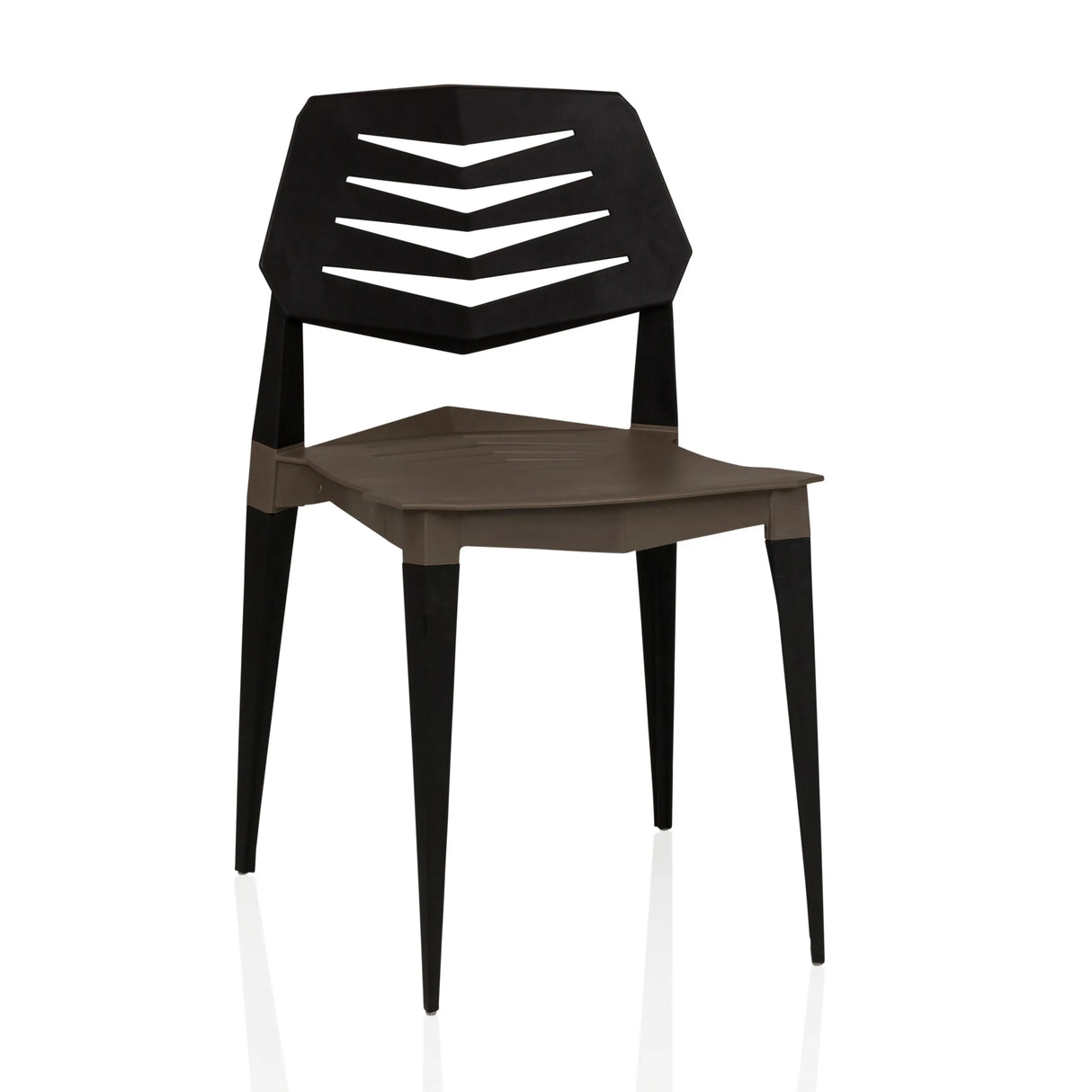 Braun-schwarzer Outdoor-Stuhl Flecharo mit durchbrochener Rückenlehne von hjh LIVING – 360-Grad-Ansicht (Frontansicht 15°)