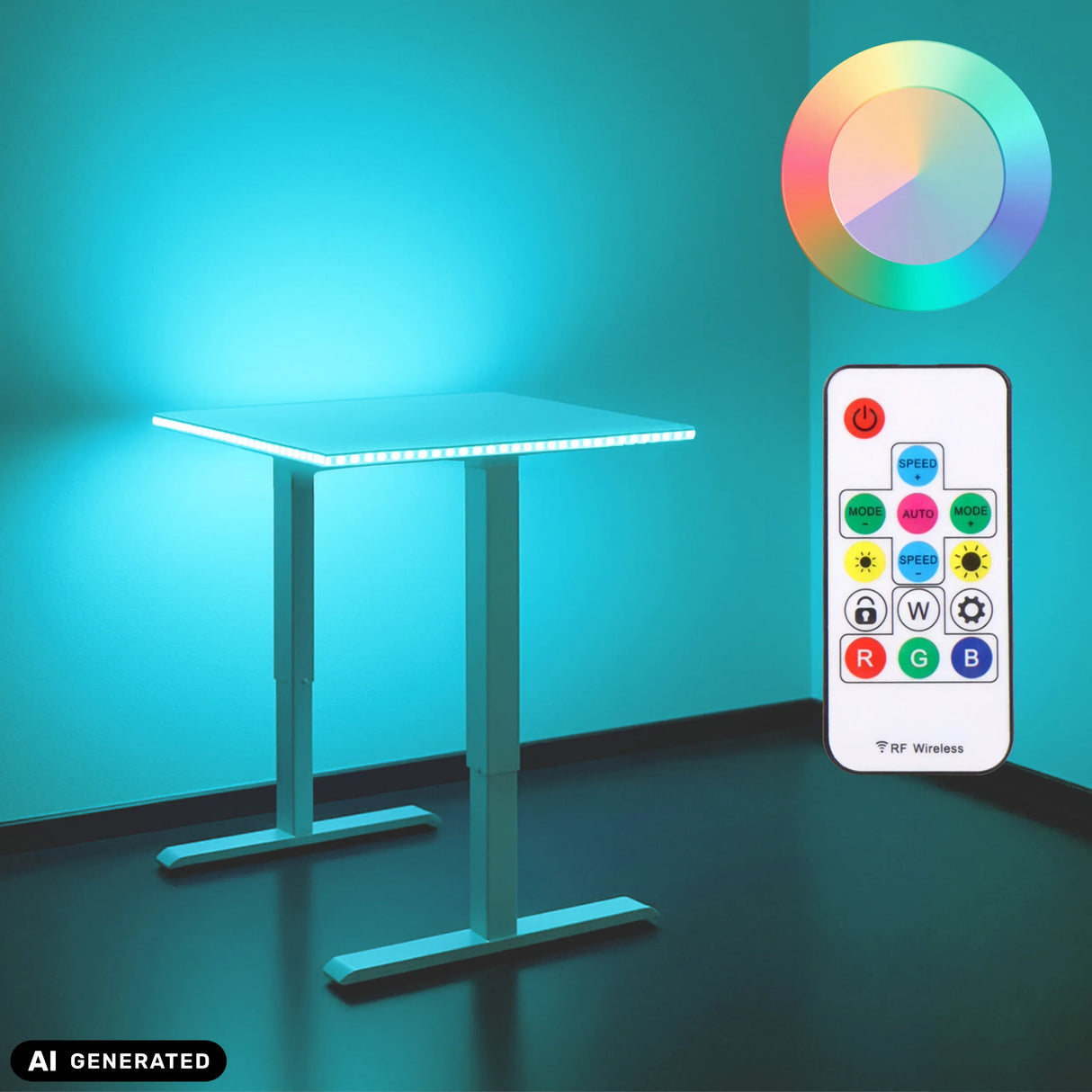 Elektrisch höhenverstellbarer Schreibtisch Worktime LED mit RGB-LED-Beleuchtung und Fernbedienung von hjh OFFICE