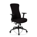 Schwarzer Profi-Bürostuhl OFFICE XT PRO mit Armlehnen und Fußkreuz mit fünf Rollen von hjh OFFICE – 360-Grad-Ansicht (schräge Frontansicht 40°)