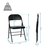 Maßzeichnung des Klappstuhls TUDELA H mit einer Gesamthöhe von 96 cm und 120 kg Traglast von hjh OFFICE