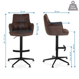 Maßzeichnung des Barhockers SOLAO LIFE HIGH mit einer Gesamthöhe von 93-117 cm von hjh LIVING