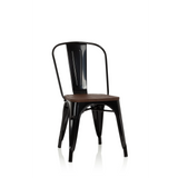 Schwarzer Bistrostuhl VANTAGGIO COMFORT W mit brauner Sitzfläche aus Holz von hjh OFFICE – 360-Grad-Ansicht (Frontansicht 20°)