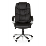 Schwarzer Homeoffice Chefsessel RELAX BY155 mit Armlehnen und Fußkreuz mit fünf Rollen von MyBuero – 360-Grad-Ansicht (Frontansicht 0°)