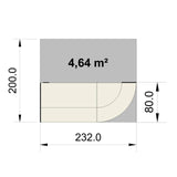 Technische Zeichnung der Empfangstheke Bilbao Up Down mit 232,0 × 80,0 cm von Kerkmann