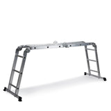 Silberne Klappleiter SOLID W3 aus Aluminium mit zwölf Stufen von hjh OFFICE – 360-Grad-Ansicht (Seitenprofil 72°)