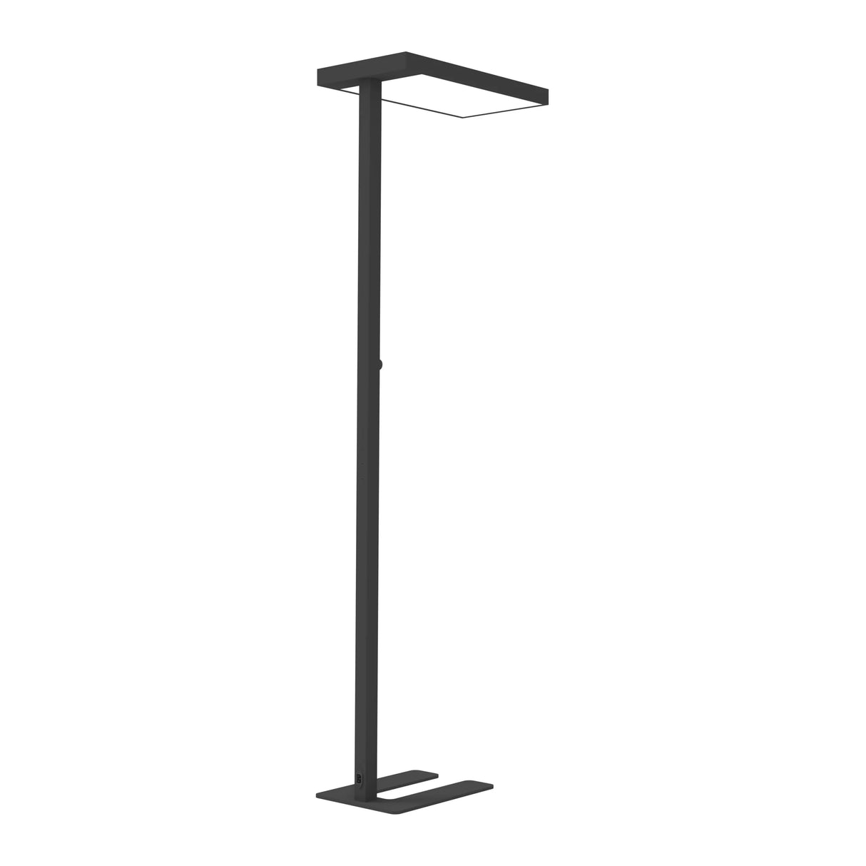 Schwarze LED-Stehlampe LUMANOVA mit L-förmigem Lampenkopf und flachem Standfuß von hjh OFFICE