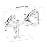 Technische Zeichnung der Monitorhalterung VM-MG2 mit einer maximalen Breite von 1166 mm von hjh OFFICE