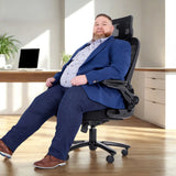 XXL Drehstuhl INSTRUCTOR SW I PRO in Schwarz mit Netzrückenlehne und Kopfstütze von hjh OFFICE