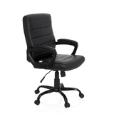 Schwarzer Homeoffice Chefsessel ERGOSMOOTH BIG mit gesteppter Polsterung und Fußkreuz mit fünf Rollen von hjh OFFICE – 360-Grad-Ansicht (schräge Frontansicht 60°)