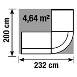 Technische Zeichnung der Empfangstheke BILBAO IV mit 232 × 200 cm von Kerkmann