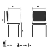Technische Zeichnung des Outdoor-Stuhls BEGIO S mit einer Sitzhöhe von 46 cm von hjh LIVING
