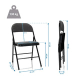 Maßzeichnung des Klappstuhls TUDELA I mit einer Höhe von 80 cm und 130 kg Belastbarkeit von hjh OFFICE