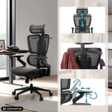Verstellbare Kopfstütze und Armlehnen des Profi-Bürostuhls Ergo U2 Pro3 in Schwarz von hjh OFFICE (KI-generiertes Bild)