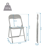 Maßzeichnung des Klappstuhls TUDELA BASIC mit einer Gesamthöhe von 92 cm und 120 kg Belastbarkeit von hjh OFFICE