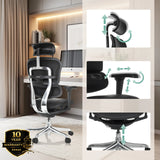 Verstellbare Kopfstütze, Sitzfläche und Gasfeder des Luxus-Chefsessel ERGOHUMAN ULTRA L GEN2 von hjh OFFICE