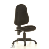 Schwarzer Homeoffice-Bürostuhl WELLPOINT 10 mit Fußkreuz und fünf Rollen von Topstar – 360-Grad-Ansicht (schräge Frontansicht 40°)