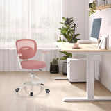 Rosa Kinderdrehstuhl KIDDY SMART mit Netzrückenlehne und weißen Armlehnen von hjh OFFICE