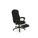 Schwarzer Homeoffice Chefsessel RELAX CL190 mit Armlehnen und Fußkreuz mit fünf Rollen von MyBuero – 360-Grad-Ansicht (schräge Frontansicht 40°)