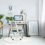 Home-Office-Bürostuhl MIKO W ECO in Grau mit Netzrückenlehne und weißen Armlehnen von hjh OFFICE
