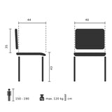 Technische Zeichnung des Schalenstuhls BEGIO mit einer Sitzhöhe von 43 cm von hjh OFFICE