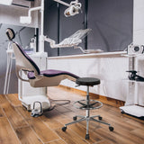 Schwarzer Drehhocker TOP WORK 14 I mit Fußring und fünf Rollen von hjh OFFICE