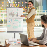 Whiteboard MULTIBOARD in Silber mit Standfuß und Beschriftung von hjh OFFICE