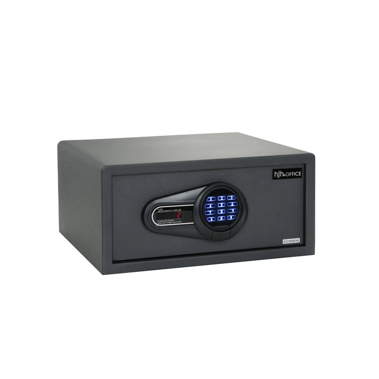 Schwarzer Tresor SAFE COMPACT I mit digitalem Zahlenschloss und Drehgriff von hjh OFFICE – 360-Grad-Ansicht (Frontansicht 0°)