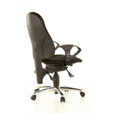 Schwarzer Profi-Bürostuhl SITNESS 10 mit Armlehnen und Fußkreuz mit fünf Rollen von Topstar – 360-Grad-Ansicht (schräge Rückenansicht 120°)