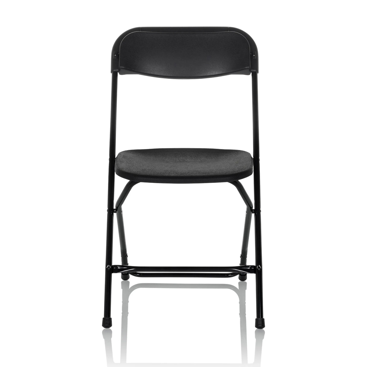 Schwarzer Outdoor-Stuhl TUDELA XXL B mit einfacher Rückenlehne und Metallgestell von hjh OFFICE – 360-Grad-Ansicht (Frontansicht 0°)