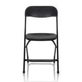 Schwarzer Outdoor-Stuhl TUDELA XXL B mit einfacher Rückenlehne und Metallgestell von hjh OFFICE – 360-Grad-Ansicht (Frontansicht 0°)