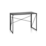Schwarzer Klappschreibtisch EASY UP MULTI mit einer X-Strebe zur Stabilisierung von hjh OFFICE – 360-Grad-Ansicht (Frontansicht 20°)