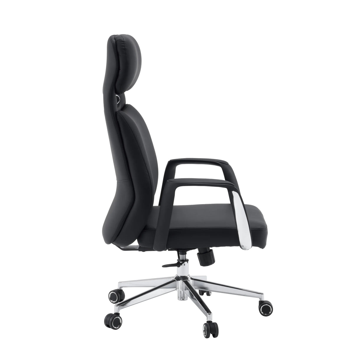 Profi-Chefsessel VELVET ECO in Schwarz mit Chrom-Fußkreuz und Teppichbodenrollen von hjh OFFICE