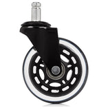 Schwarz-transparente Stuhlrolle 5x ROLO SKATE ST 11mm/75mm für Hartböden mit Metallstift von hjh OFFICE