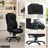 Drehstuhl XXL Pullmann Gen2 in Schwarz mit verstellbaren Armlehnen und höhenverstellbarem Fußkreuz von hjh OFFICE