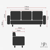 Technische Zeichnung des Loungesofas CURACAO mit einer Gesamtbreite von 179 cm von hjh OFFICE